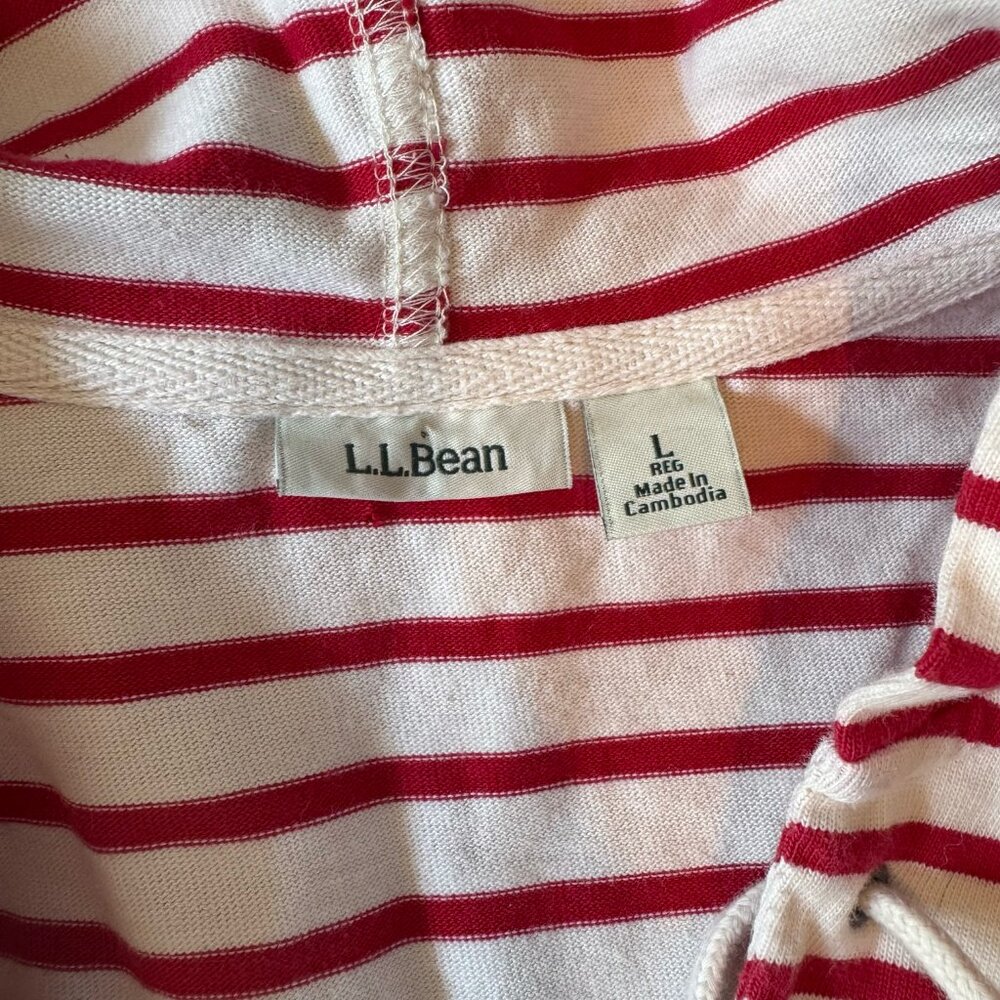 Red and Cream Striped Cotton Pullover Hoodie with Lacing - L - Picture 9 of 9